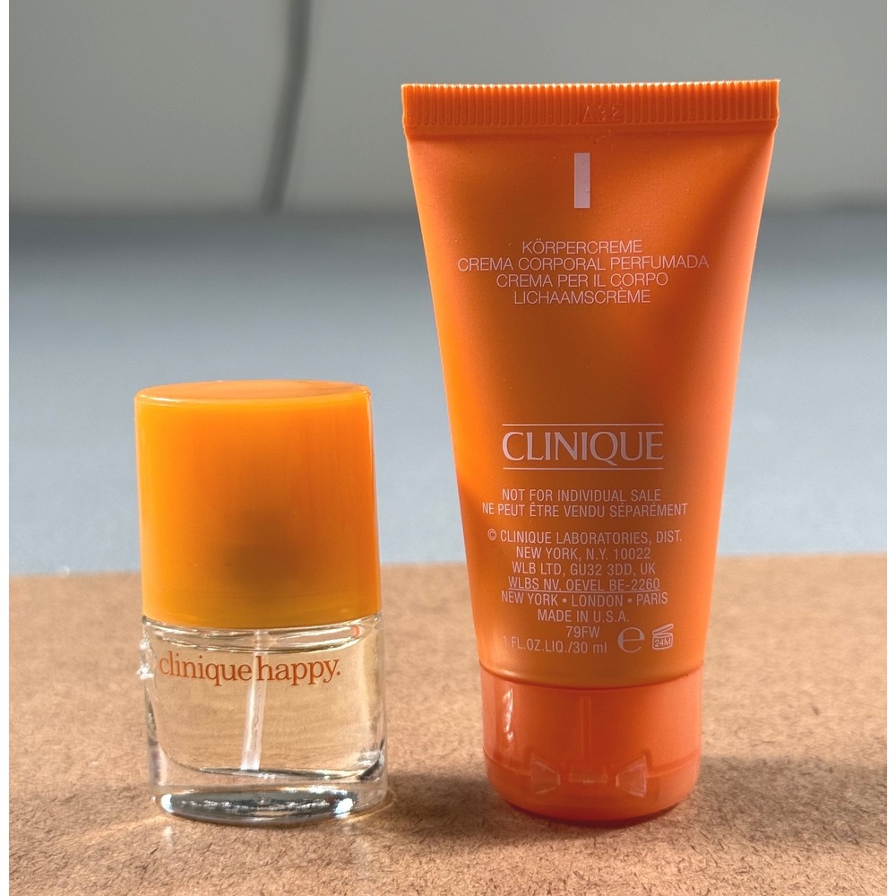 NWOT Clinique Happy Mini Perfume Spray 4ml + Body Cream‎ 30ml Travel Set